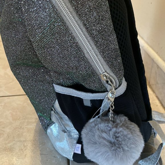 More Than Magic 16.5" Girls Backpack Glitter Canvas - Black Silver School Bag - Picture 3 of 5